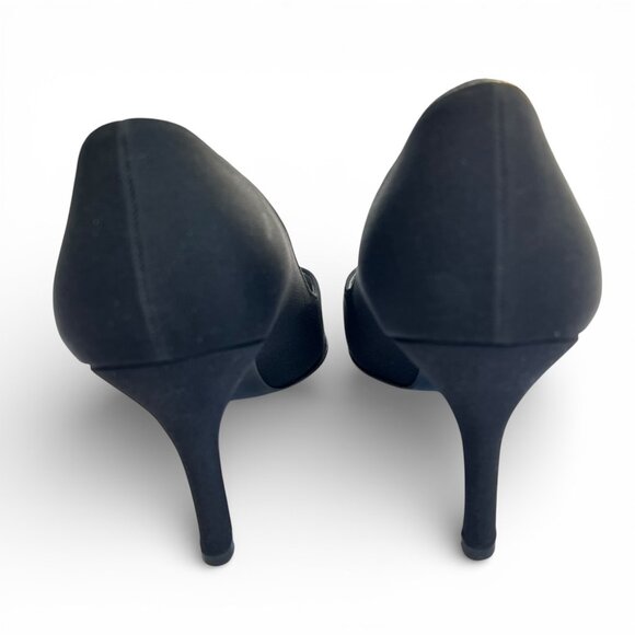 STUART WEITZMAN Vintage Y2K Black Crepe Pointed Toe Pumps 3” Heel Classic - Picture 7 of 12